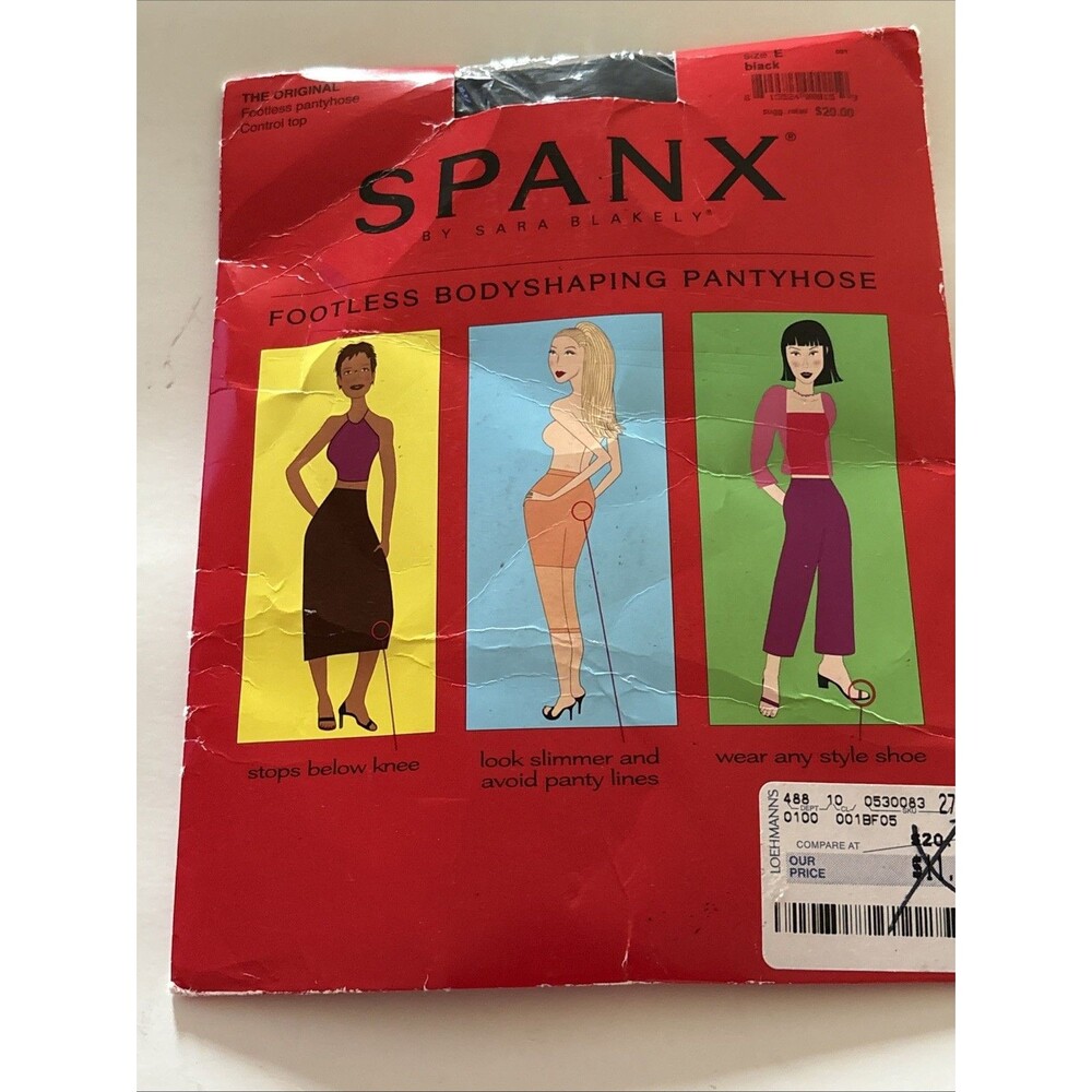 NWT Spanx By Sara Blakely Footless Body Shaping pantyhose Black Sz E